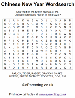 Free Printable Chinese New Year Wordsearch