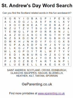 St. Andrew's Day Wordsearch