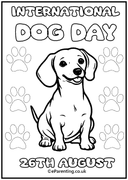 International Dog Day Free Printable Colouring Picture
