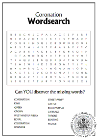 Coronation Wordsearch