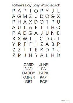 Father's Day Easy Wordsearch free printable