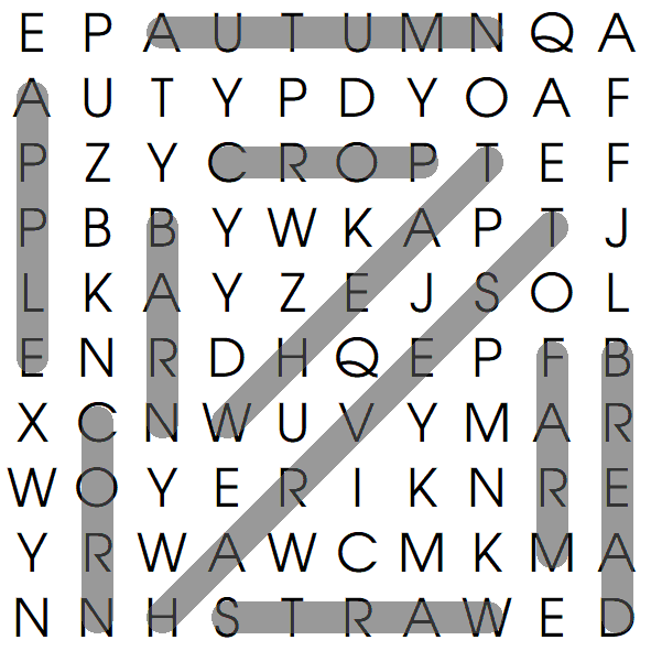 Harvest easy wordsearch solution