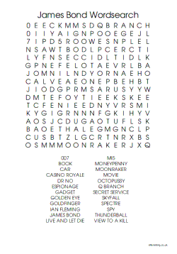 James Bond Word Search