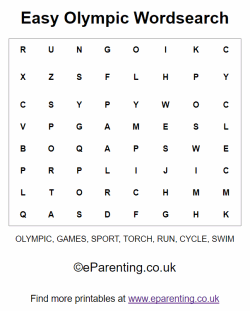 Easy Olympic Wordsearch