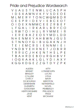 Pride And Prejudice Word Search
